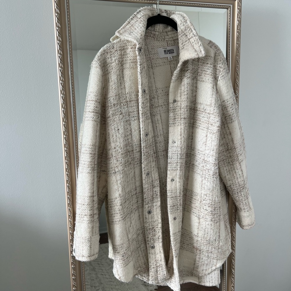 BB Dakota Women's Cream Plaid Shacket